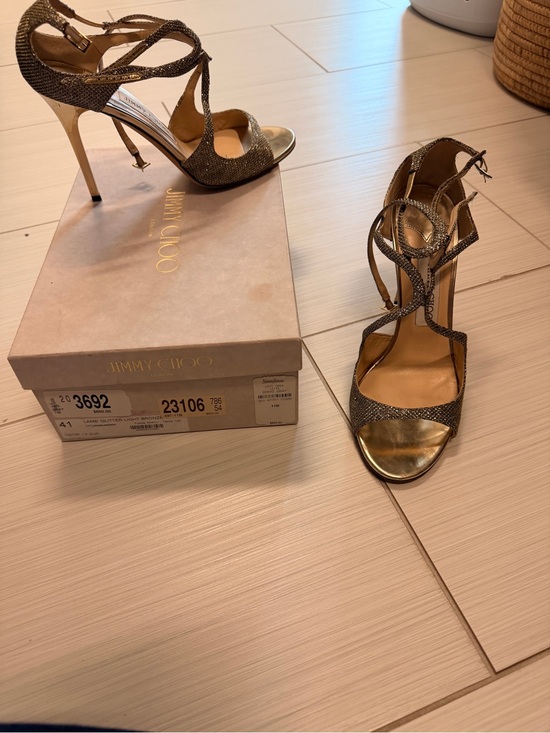 Jimmy Choo Shoes - Jimmy Choo Metallic Gold Strappy High-Heel Sandals